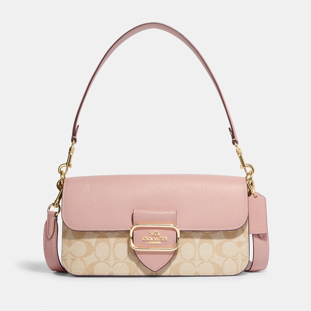 Coach Morgan shoulder bag. Powder pink and snakeskin LIKE NEW no short strap